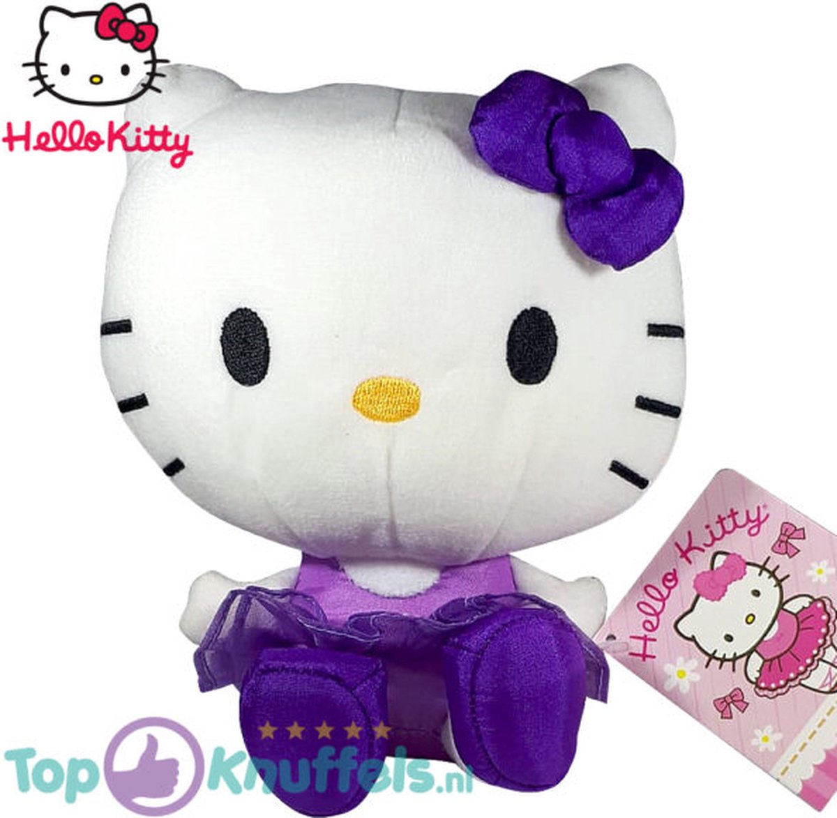 Hello Kitty Bella Ballerina (Paars) Pluche Knuffel 30 cm {Speelgoed knuffeldier knuffelpop voor kinderen jongens meisjes | Kat Knuffeltje Hello-Kitty}